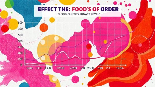 Infographic: Effects of Food Order on Blood Sugar with colorful graph.