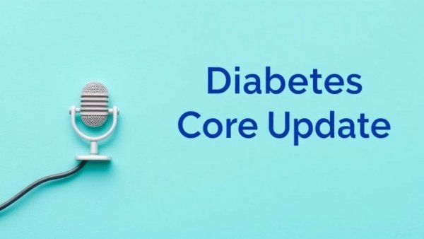 Diabetes Core Update March 2026 podcast cover with turquoise theme.