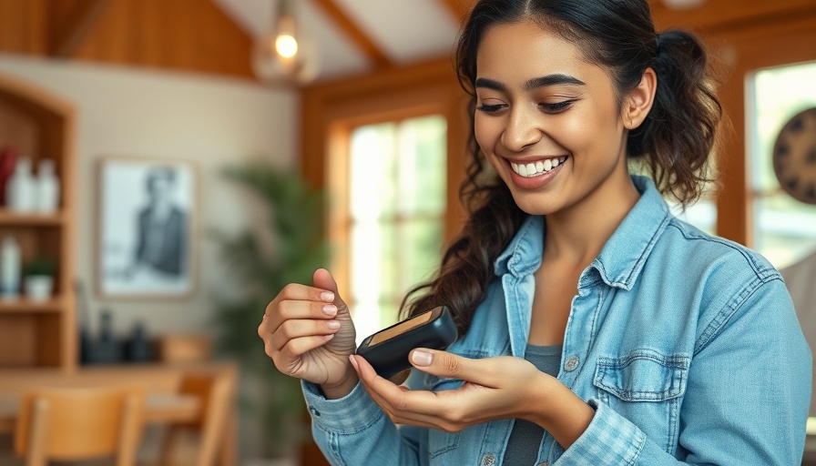 Woman learning strategies to reverse insulin resistance, holding glucometer.