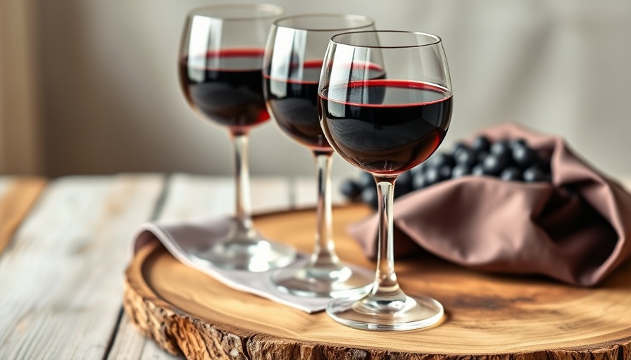 Two wine glasses on a wooden platter, alcohol and diabetes related.