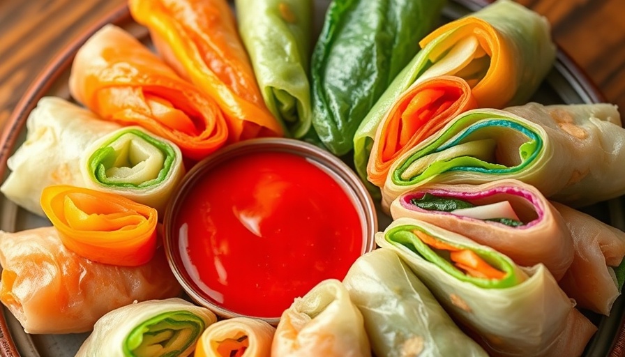 Colorful vegetable spring rolls with red sauce - Diabetes-Friendly Recipes.