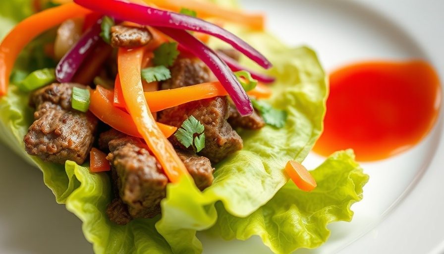 Colorful Diabetes-Friendly Korean Bulgogi Beef lettuce wrap on a plate.