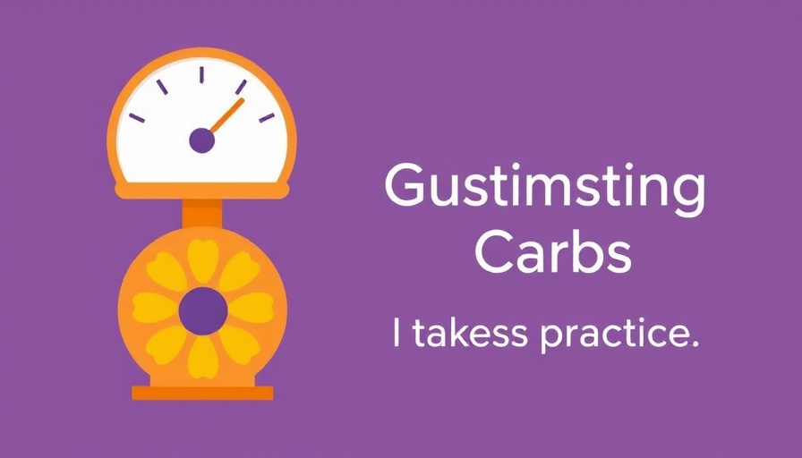 Carb counting for diabetes: illustration of a scale and guiding text.