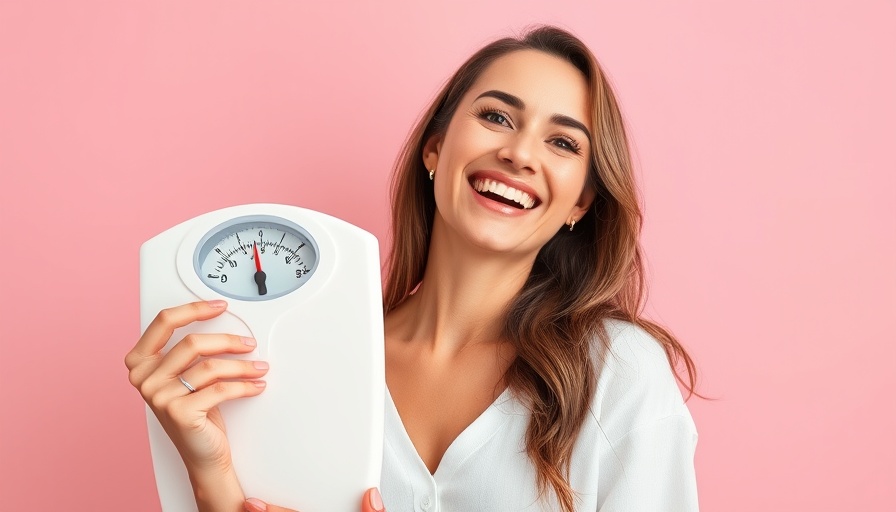 Smiling woman with scale on pink background, Foods That Help Lower Body Fat.