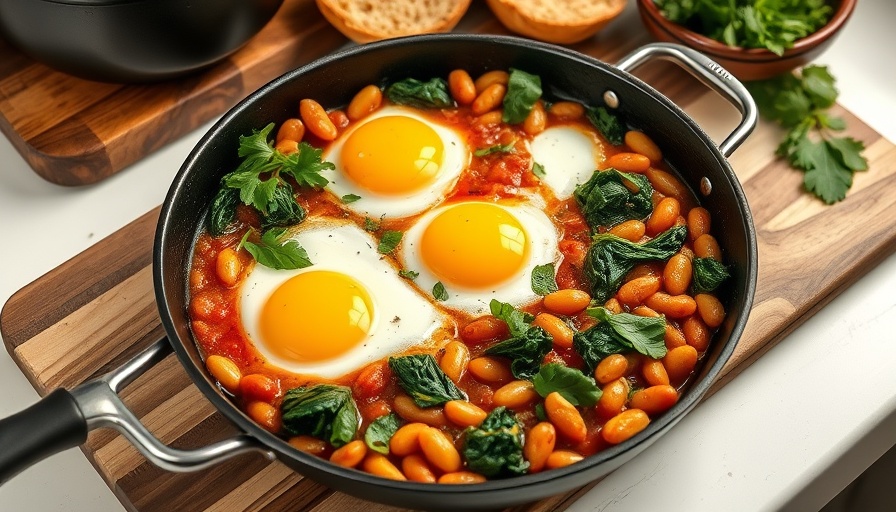 Diabetes-friendly breakfast recipe with eggs, spinach, and beans.