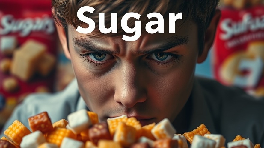 Distressed individual faces sugar consumption dilemma amid sugary snacks, highlighting obesity epidemic.