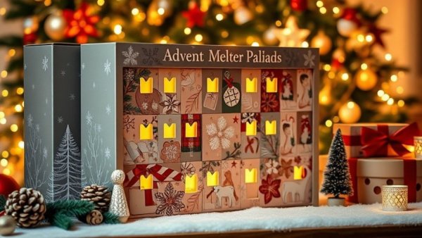 Free People's Beauty Advent Calendar with elegant products and festive decor.