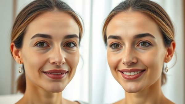 Before and after skincare results showcasing brighter, healthier skin.