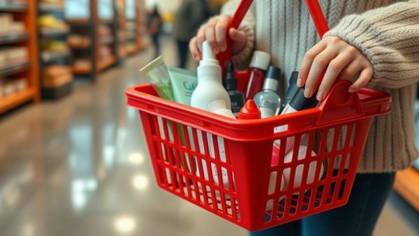 Holiday beauty products in a basket at Target sale.