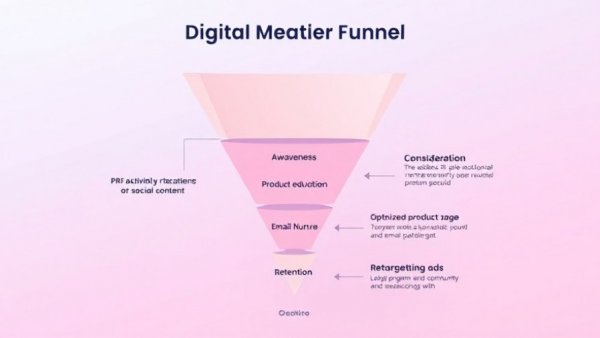 Infographic showing digital funnel stages for Founders Program for Beauty Entrepreneurs.
