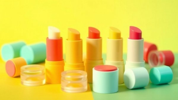 Fel Beauty Kissylips Balm containers in various shades on a colorful background.