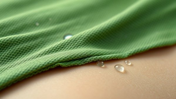 Close-up of green fabric on skin with water droplets, peptide therapy wellness.