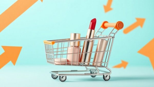 Digital marketing strategies for beauty brands concept with teal product display in a shopping cart.