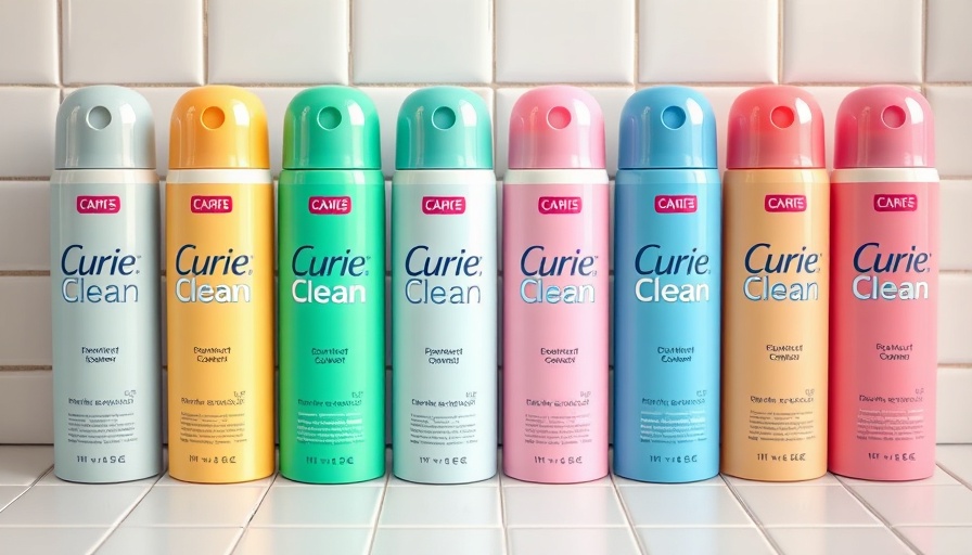 Curie Clean Deodorants in diverse colors on white tiles.