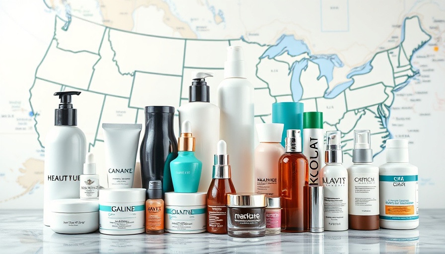 Beauty products growth in USA represented on a map.