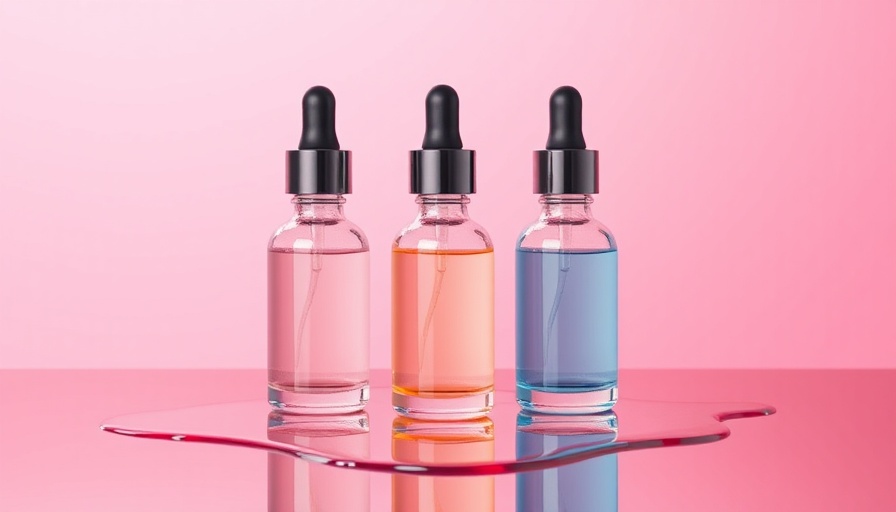 Vibrant Naked Sundays serum drops display with pink gradient background.