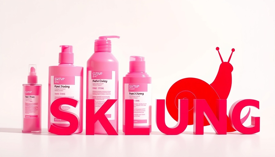 Futurewise skincare products with pink and red design featuring a red slug graphic.