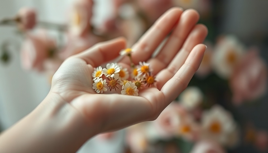 Abstract hand and flower image, evokes multi-sensory experiences in marketing.