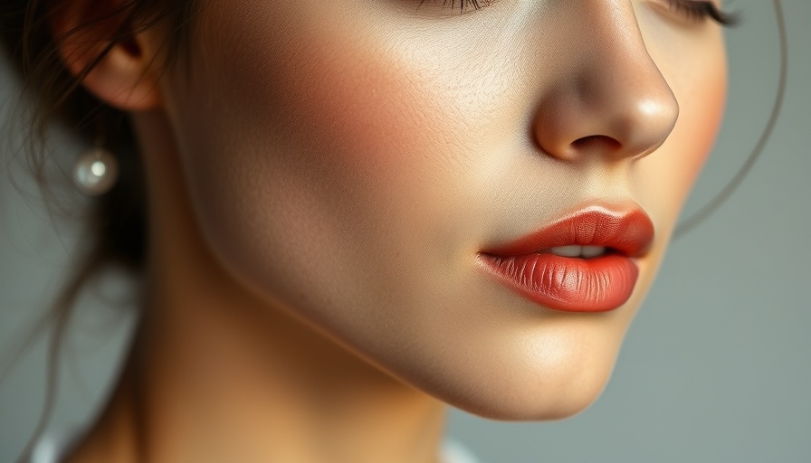 Close-up of a young woman with glossy lips and flawless skin, luxury beauty.