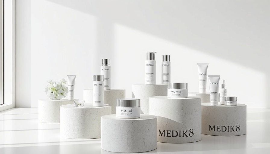 Medik8 skincare products display for L'Oreal acquisition.