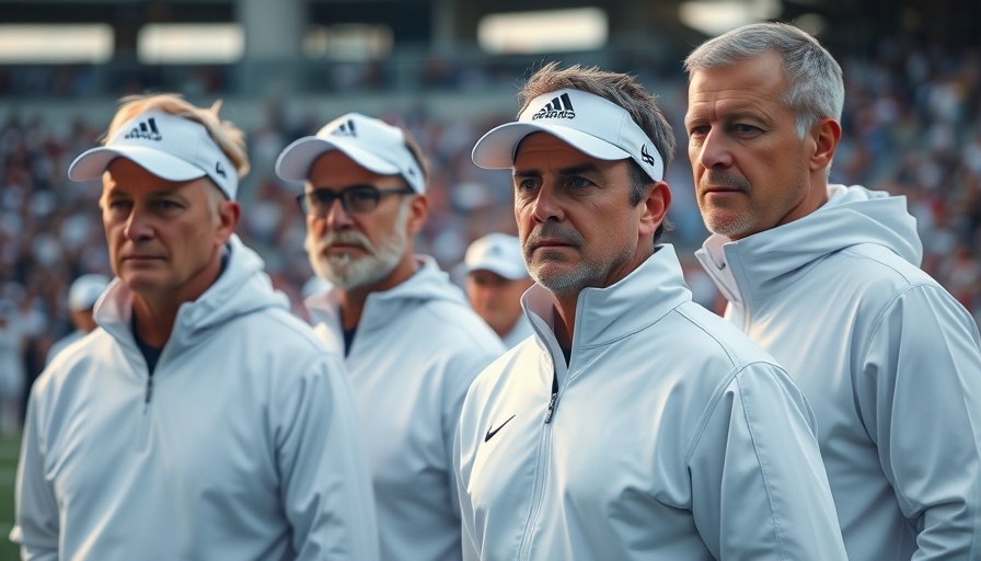 Coaches at practice field, possibly reflecting on team changes.