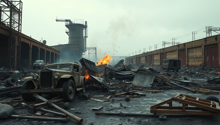 Tennessee explosives plant explosion aftermath with debris and wreckage.