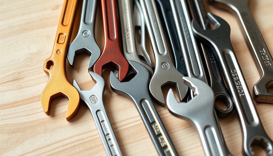 Various adjustable wrenches arranged on a wooden surface.