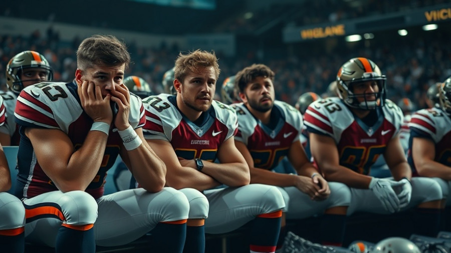 Penn State football players showing frustration on the bench.