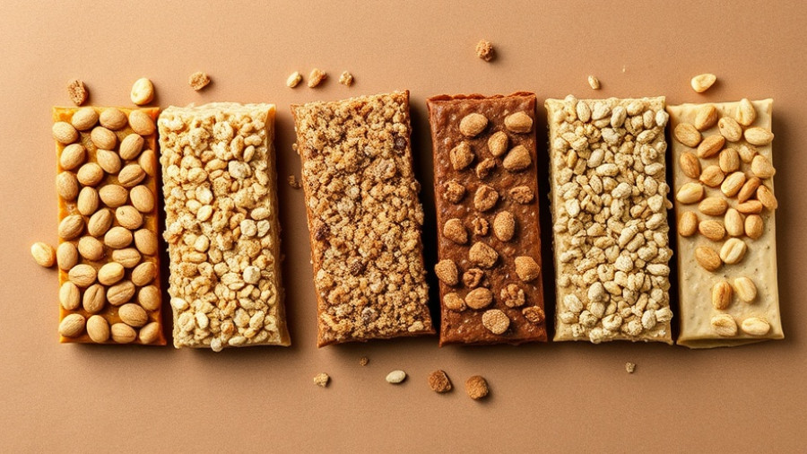 Assorted snack bars on brown surface highlighting sugar alcohol effects.