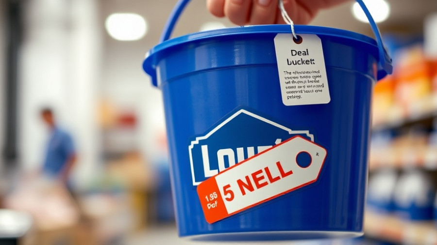 Blue Lowe's mini bucket with deal alert tag.