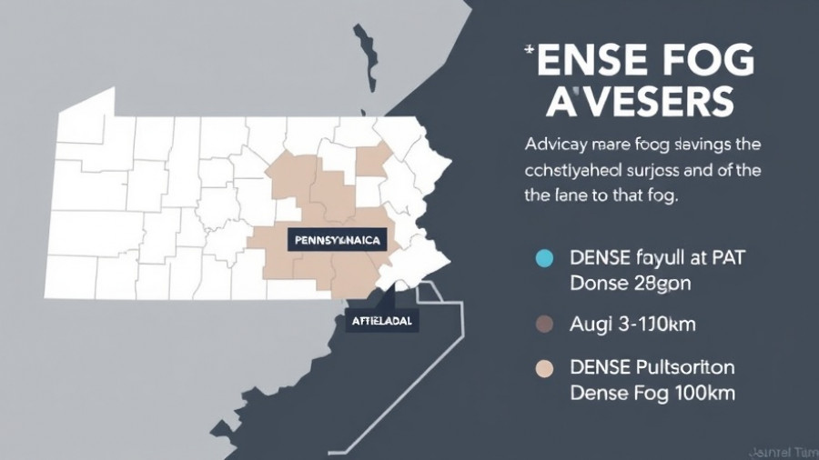 Pennsylvania dense fog advisory map and details.