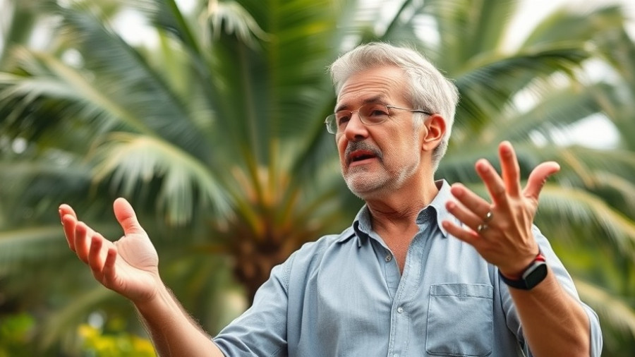 Animated discussion in tropical Cancun setting, Avoid purple tourist.