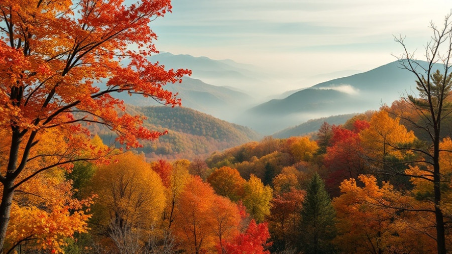 Mist over Bucktail Overlook in Cameron County during autumn.