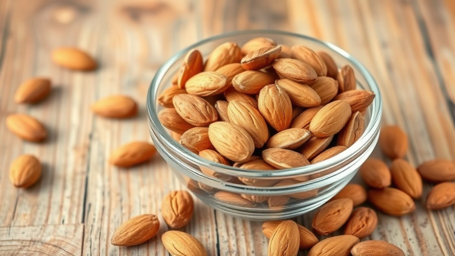 Almonds in a glass bowl on wood, emphasizing natural texture and warmth for better sleep.