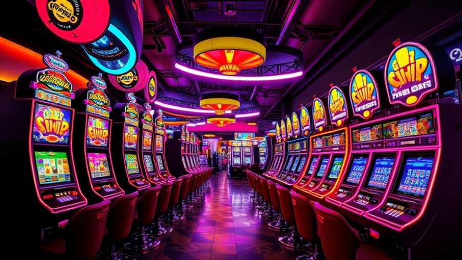 Casino slot machines highlighting gambling tax revenue addiction concerns.