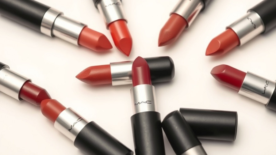 MAC lipsticks in various shades, close-up view.
