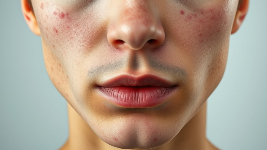 Close-up of face showing acne, related to skincare tips for acne.