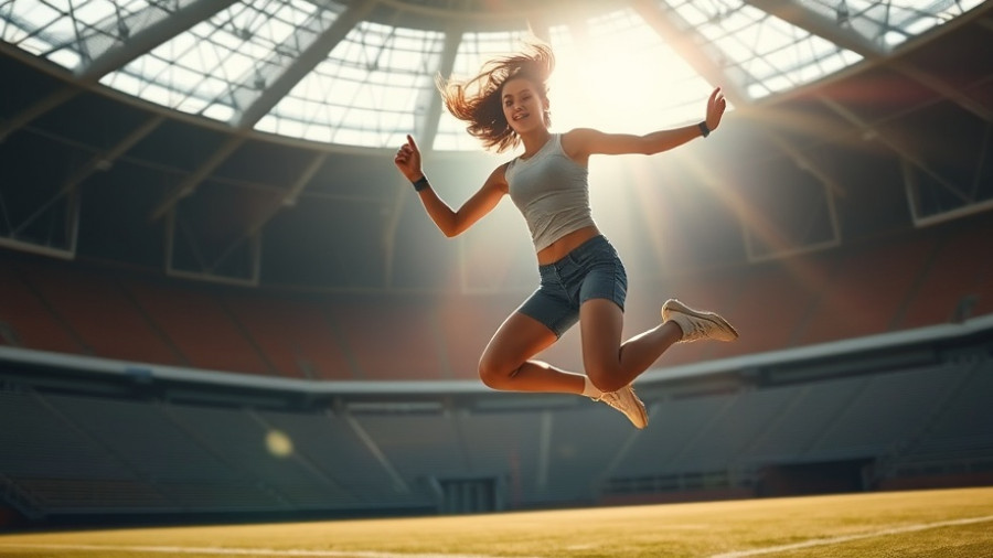 Dynamic young woman jumping energetically for morning energy boost.