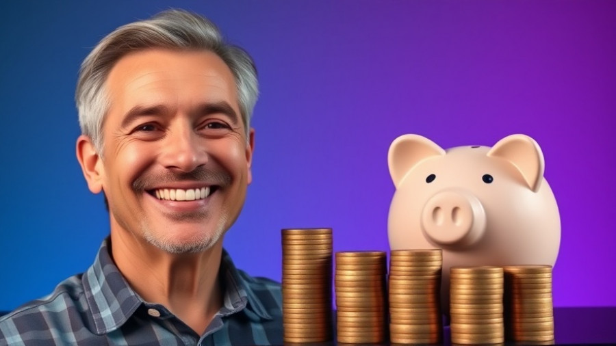 Smiling mature man with piggy bank, Best Value Medicare Supplement Plans concept.
