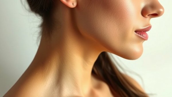 Profile view emphasizing chin enhancement, smooth skin, natural curl.