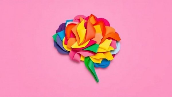 Colorful brain silhouette art on pink background, stroke risk symbolic.