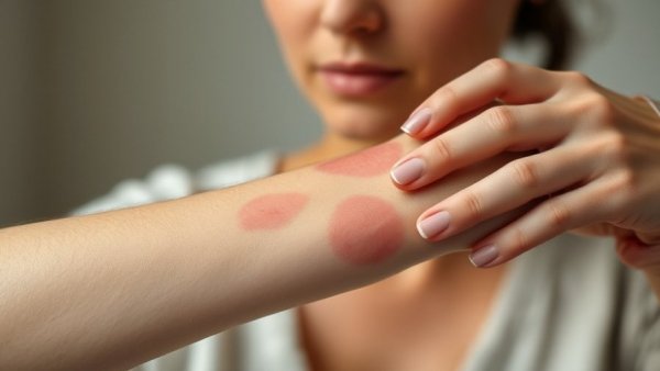 Woman checking arm for eczema, seeking colloidal oatmeal and ceramides relief.