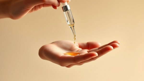 Pharmaceutical-grade skin care serum dropper and hand.