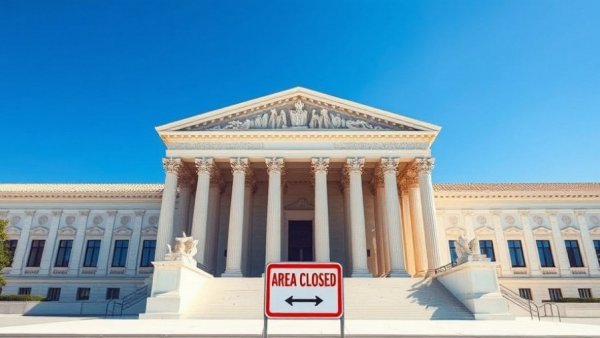Supreme Court building with closed area in front, SNAP benefits freeze context.