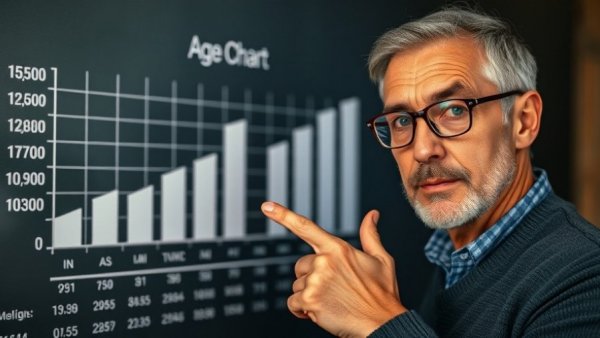 Middle-aged man explaining retirement age chart for Retiring Early at 55, 60, or 65