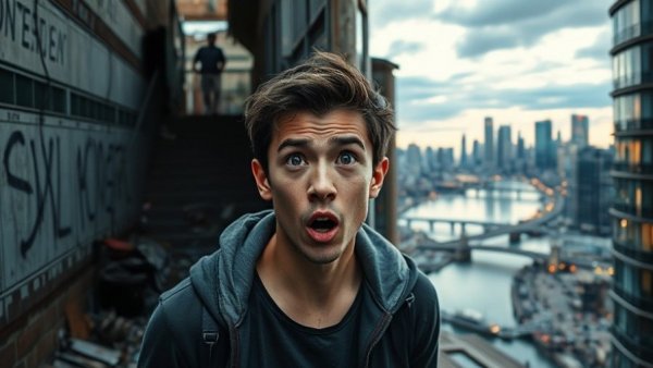 Juxtaposition of urban decay and vibrant city, reflecting contrast in Pennsylvania.