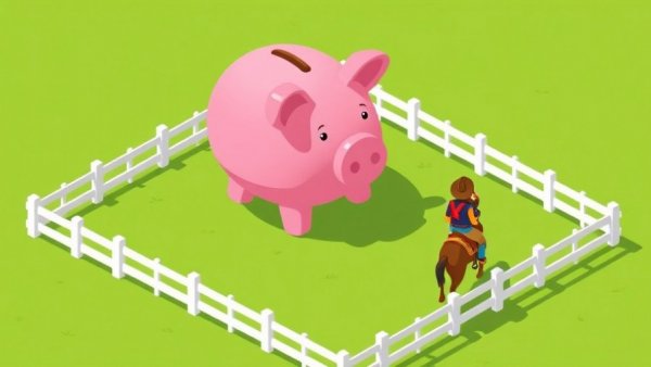 Illustration of a cowboy riding towards a piggy bank, concept of saving before retirement.
