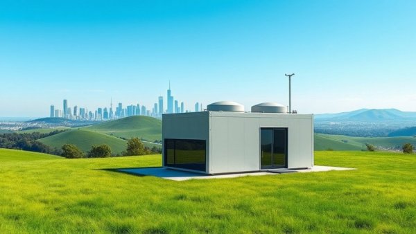 Pennsylvania small modular reactors facility in green landscape with city skyline.