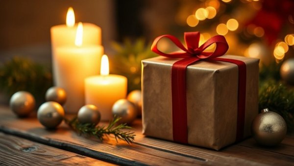 Unique gift ideas Pennsylvania: Warmly lit gift with candles and ornaments.