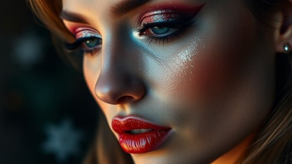 Glamorous holiday makeup tips with shimmery eyes.